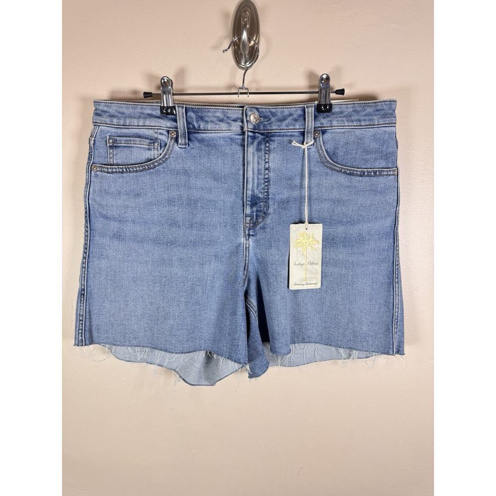 NWT Tommy Bahama Womens Jean Shorts Relaxed Fit Raw Hem Size 14 High Rise